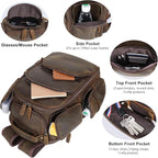 TIDING Vintage Full Grain Leather 16 Inch Laptop Backpack - Image 3