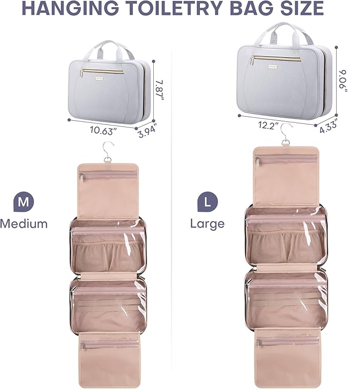 Hanging Toiletry Bag for Women Travel, 2 Sizes Large & Small Waterproof - Image 2