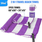 Sfee 2 in 1 Microfiber Beach Towel, Quick Dry Towel Camping Travel Towel Super - Image 6