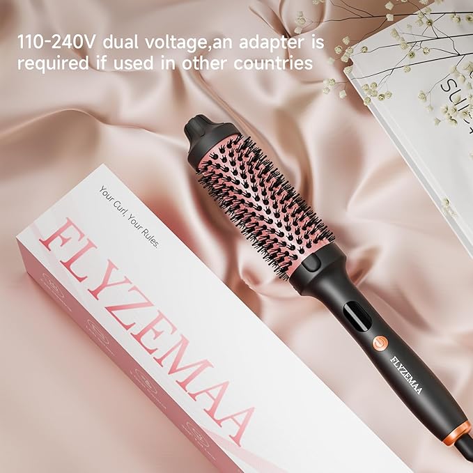 Thermal Brush, 1 1/2 inch Heated Round Brush with 3 Temperature Settings, Easy to Create Blowout Look, Pouch and Dual Voltage for Travel