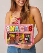 Snack Bag Clear Makeup Bag, Chenille Letter Clear Zipper Pouch Nylon Cosmetic - Image 2