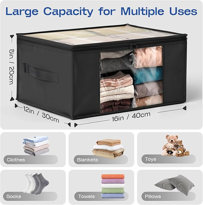 Clothes Storage Bags, Foldable Thick Fabric Blanket Storage Bags, Large Clear - Image 2