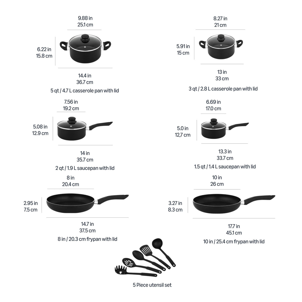 Nonstick Pots & Pans Set (15 Piece Set, Pots, Pans & Utensils)
