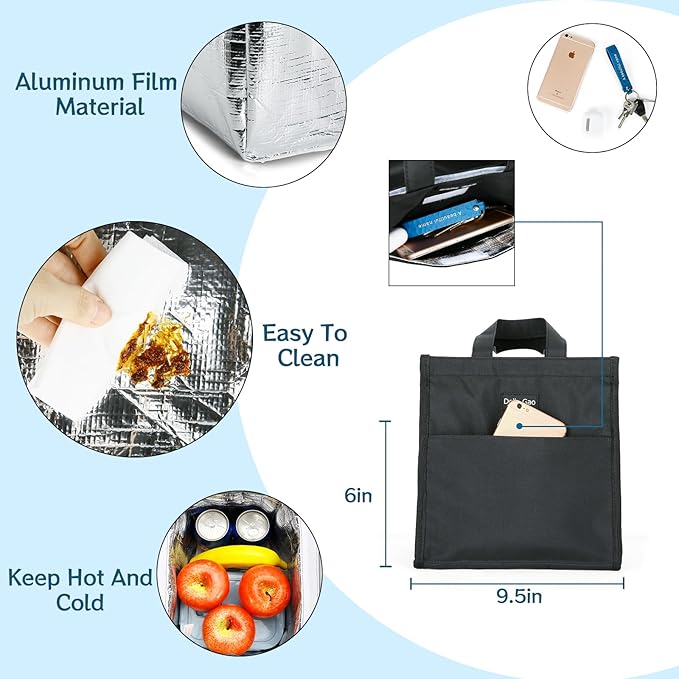 Della Gao Insulated Lunch Bag for Women Men, Waterproof Small Lunch Tote Lunch - Image 6