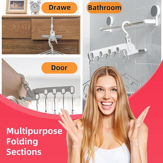 Portable Foldable Clothes Hanger, Plastic Travel Foldable Coat Hangers Clothes - Image 6