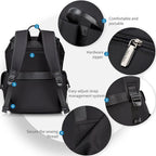 Black backpack for men, 16 inch laptop backpack - Image 4