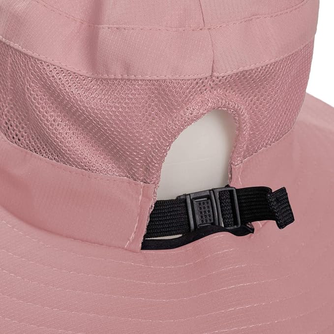 Rosoz Ponytail Sun Bucket Hats for Women UV Protection Foldable Mesh Wide Brim - Image 4