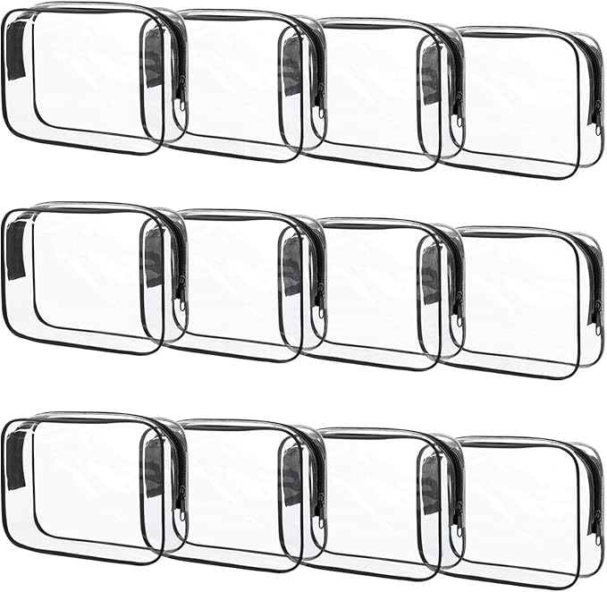 12 Pcs Clear Makeup Bag PVC Waterproof Zippered Clear Cosmetic Toiletry Makeup by Eilyliafe