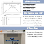 Farmhouse Sink 33 Inch, 33x22 Inch Apron Front Farmhouse Kitchen Sink, 16 Gauge - Image 3