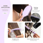 New Multifunctional Curly Hair Cushion Comb, 1Pc Oval New Air Cushion Comb WithHandle, Define Styling Brush,DetanglingHair Brush, Professional Hairstyle Comb, BouncingHair Brush (Black Purple)