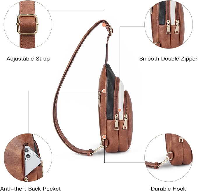 Telena Small Sling Bag for Women Leather Crossbody Fanny Packs Chest Bag for - Image 3
