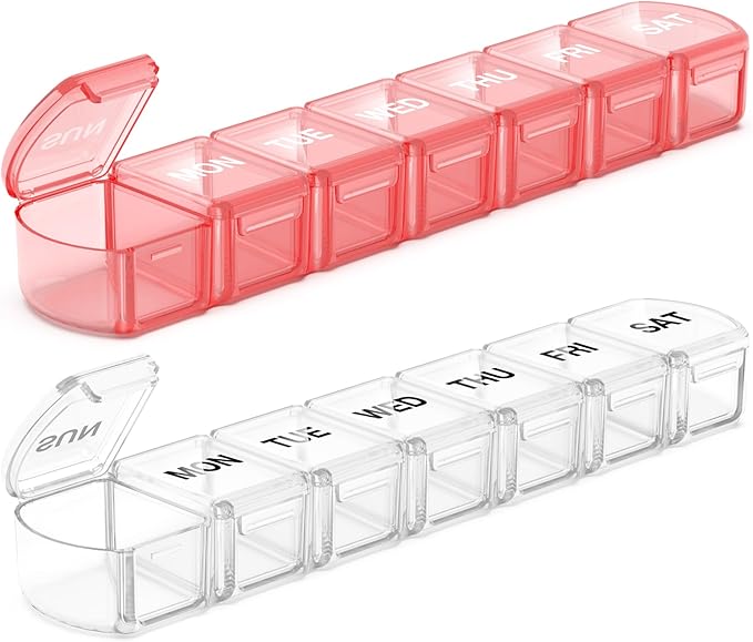 Extra Large Pill Organizer 2 Pack, XL Pill Box 7 Day, Weekly Pill Case by DOHIMGIO