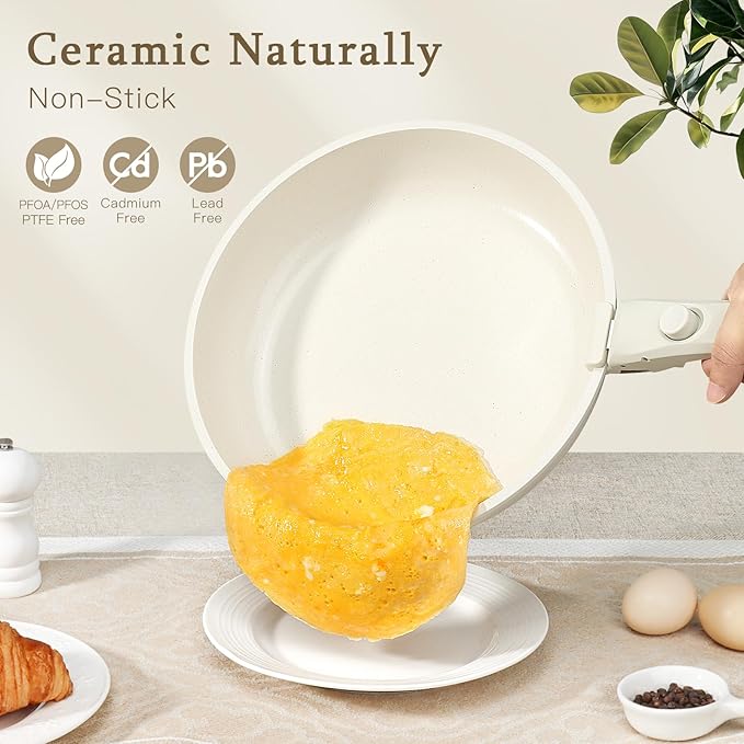 GiPP Ceramic Pots and Pans Set Non Stick, Nonstick Detachable Handle Cookware - Image 3
