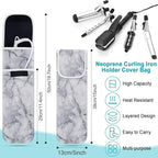 Shappy 2 Pcs Heat Resistant Hair Tools Bag Curling Iron Travel Case Cover Neoprene Flat Iron Holder Travel Case and Silicone Mat Pouch for Hot Hair Tools Storage Organizer(Marble Style)