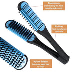 Clamp Hair Brush Double Sided Straightening Detangler Comb Smoothing Nylon Bristle Straightener Air Vented Flat for Wet,Dry,Fine,Thick Natural Long Hair