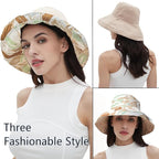 vidsel Womens Sun Hats Wide Brim Reversible Bucket Cotton Hat Packable Summer - Image 6