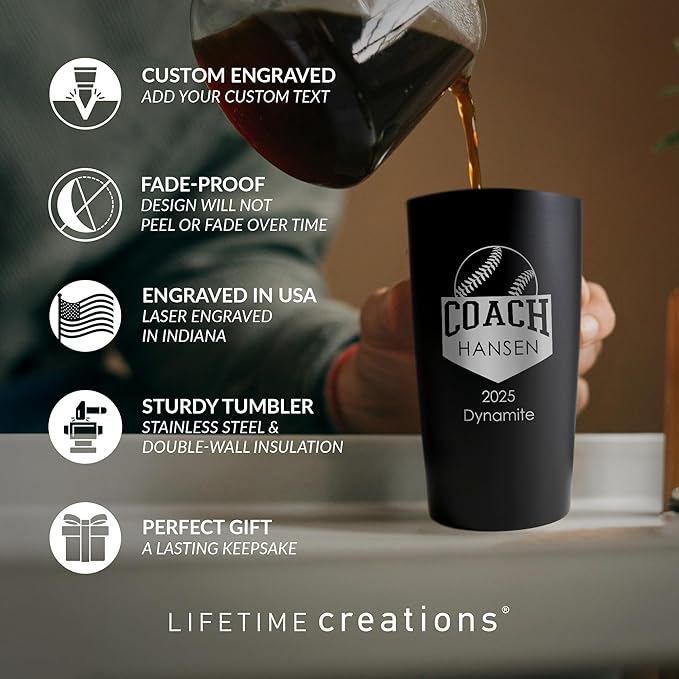 Lifetime Creations Custom Softball Coach Tumbler - Image 2