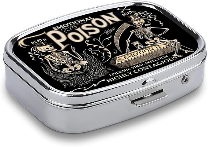 Metal 2 Compartment Pill Organizer Travel Friendly Portable Compact Pill Box - Image 2