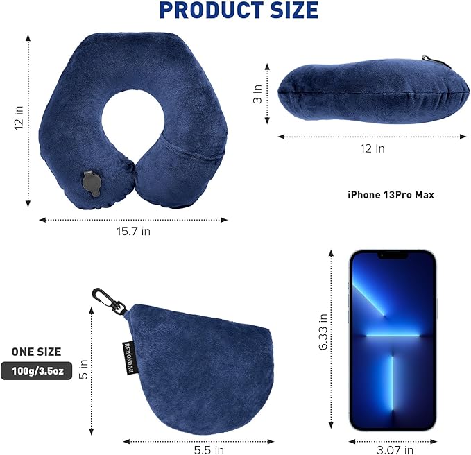Rewondah Neck Pillows for Travel, Inflatable Travel Pillow, Inflatable Neck - Image 7
