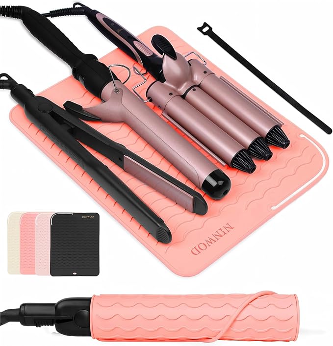 Oversize Large Silicone Heat Resistant Mat, 13.19" x 10.24" Professional Heat Mat for Curling Iron, Portable Vanity Decor Makeup Mat Cover for Travel Vanity Salon (Orange)