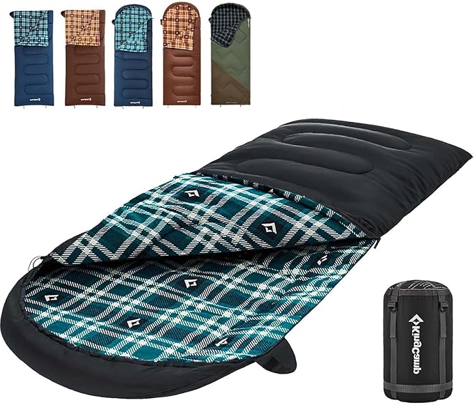 KingCamp Sleeping Bag for Adults, Cold Weather & Warm XL Big and Tall Flannel by KingCamp