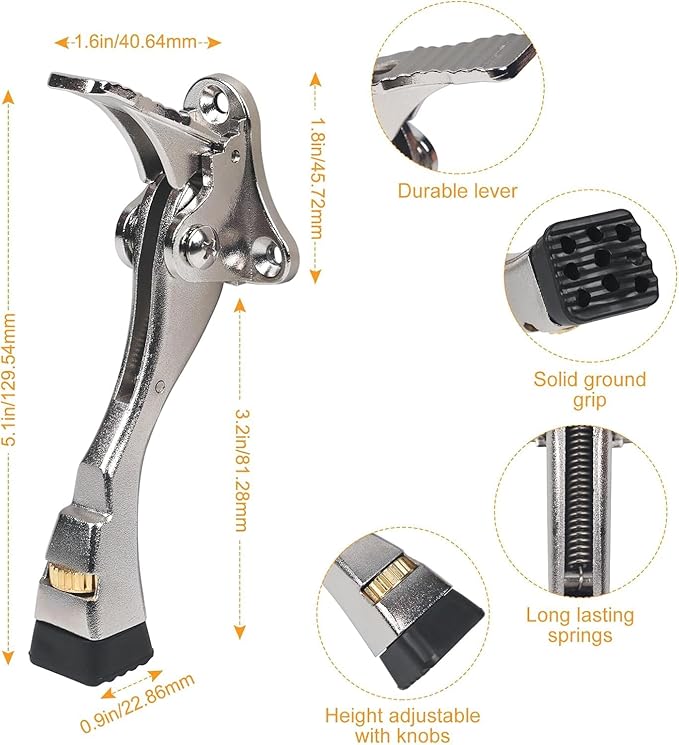 6 Packs Heavy Duty Kickdown Door Stopper, One Touch Adjustable Kickdown Door - Image 2