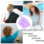 18PCS Self Grip Small Hair Curlers Heatless Roller Hair Curlers Pro Salon Hairdressing Curler DIY Curly Hairstyle Hair Rollers Tools Rat Tail Comb for Women Medium Short Hair(Purple)