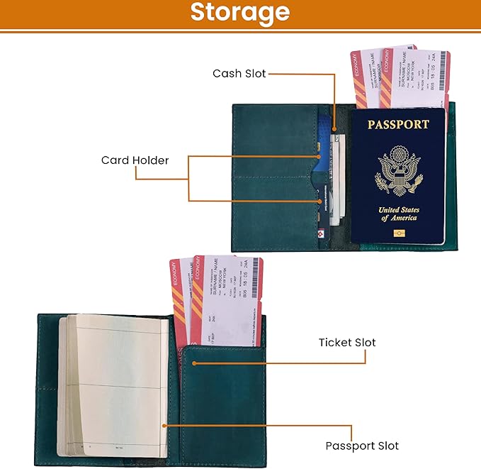LEATHER VILLAGE Leather Passport Holder Cover – Travel Wallet - Image 2