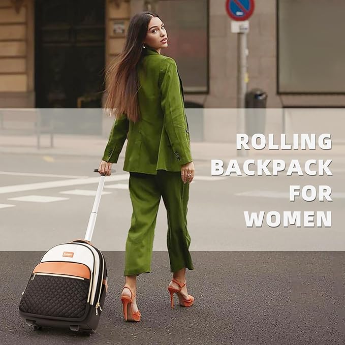 Small Rolling Backpack for Women, Lightweight Travel Backpack - Image 6