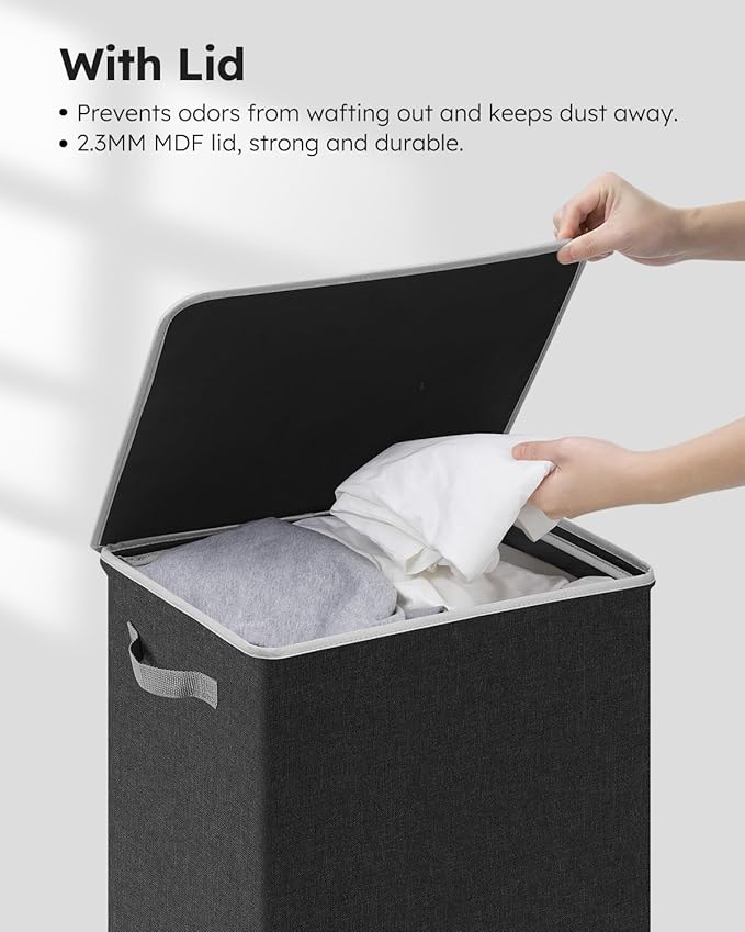 SOLEDI Laundry Hamper with Lid 90L Large & Tall Collapsible Laundry Basket - Image 5