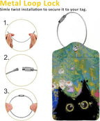 Oil Painting Black Cat 2 Pcs Luggage Tags, Privacy Cover ID Label - Image 3