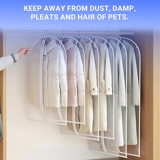 Garment Bags for Hanging Clothes 24'' x 60'' Coat Covers for Closet Foldable - Image 5
