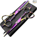 Purple Professional Hairdressing Scissors Hairdresser Hairstylist Cutting Hair & Thinning Hairdressing Scissor (6-inch 2pc)