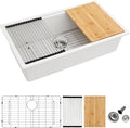 Dcolora 33 Inch White Granite Composite Kitchen Sink Workstation Undermount by Dcolora