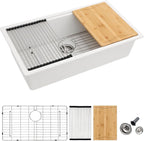 Dcolora 33 Inch White Granite Composite Kitchen Sink Workstation Undermount by Dcolora