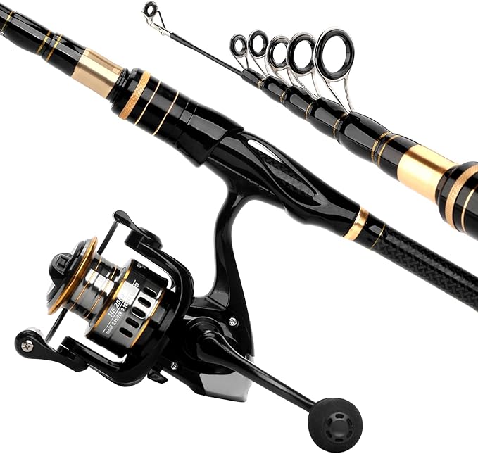 mouhike Carbon Fiber Telescopic Fishing Rod Reel Combo Lightweight Collapsible - Image 2