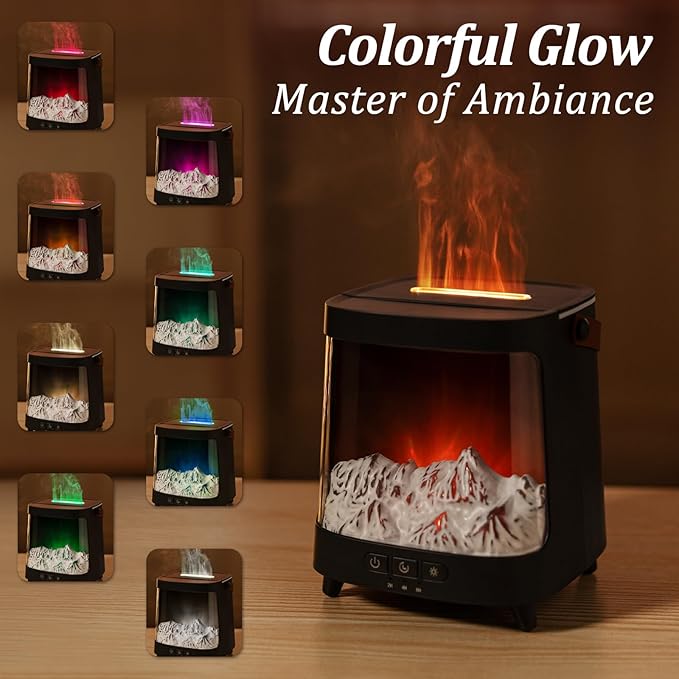 Essential Oil Diffuser for Home, Bedroom Humidifiers, Air Scent Aroma Aromatherapy Ultrasonic Machine Timer Small Mini difusor de Aromas para casa Living Room Office Decor Gifts Fireplace Aurora