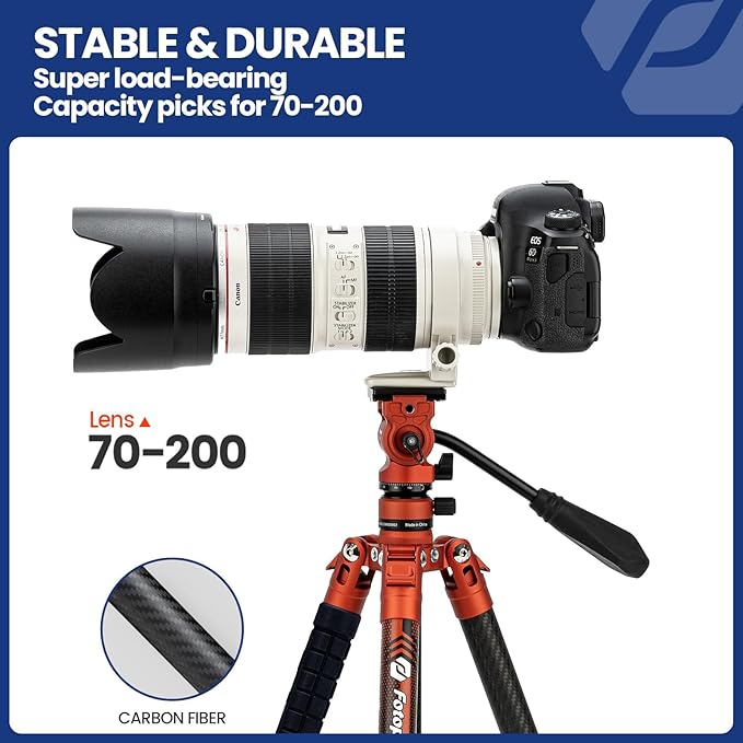 Fotopro 62 Inch Carbon Fiber Tripod 2.3lbs Ultralight Portable Travel Video - Image 4