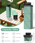 Collapsible Water Bottle, 2nd Generation Leakproof BPA-Free Travel 24.3oz - Image 3