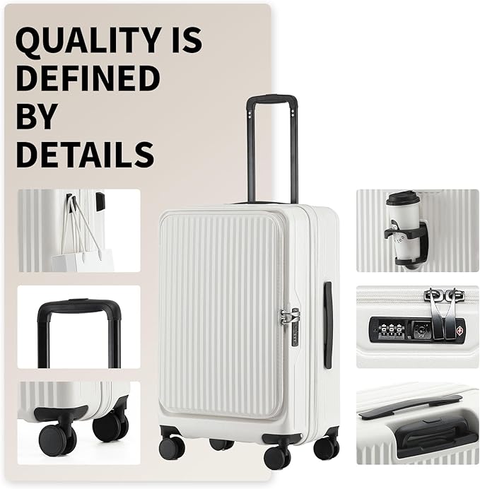 24 Inch Top Opening Checked Travel Luggage Expandable - Image 2