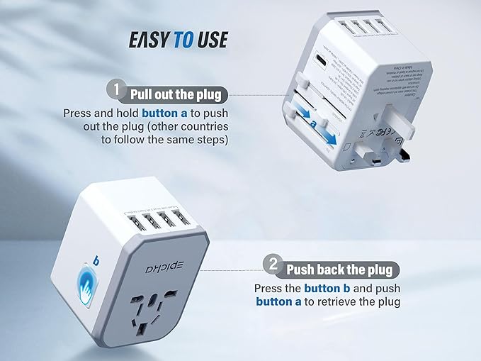 EPICKA Universal Travel Adapter, European Travel Plug Adapter - Image 4