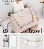 Small Jewelry Travel Case For Womens Small Rectangle PU Leather Jewelry Box - Image 7