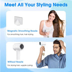 Hair Dryer, 1500W High Speed 110000 RPM Blow Dryer with Plasma Tech (Positive+Negative Ionic), LCD Display, 5 Modes, Thermo-Control, Low Noise, Fast Drying Travel Hair Dryer for Home or Travel(White)