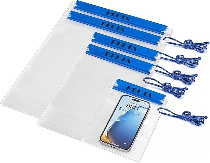 HEETA 5-Pack Clear Waterproof Dry Bag, Water Tight Cases Pouch Dry Bags by HEETA
