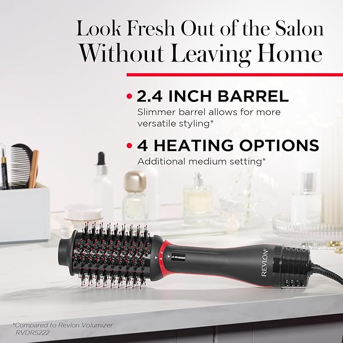 REVLON One Step Volumizer PLUS, Blow Dryer Brush for Fast Salon-Style Blowouts, Revlon Blow Dry Brush with Hair Dryer function, Plus Travel Friendly (Black)