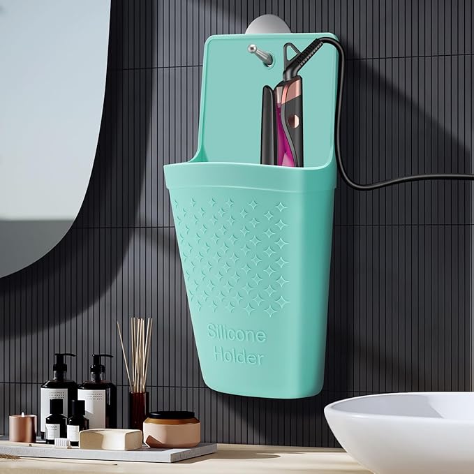 2 Pack Heat Resistant Silicone Hair Iron Mat and Pouch,Portable Travel Hair Straightener Mat and Holder for Hair Styling Tools.(Mint Green)