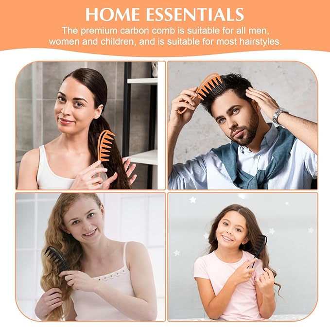 Wide Tooth Comb 2 PCS Large Row Combs Thick Knotting Curls Curly Wet Wigs Hair Stylist Comb Anti-slip Teeth Hook Handle Hairstyle Set Fine Detangling Hairdressing Scratch Scalp Tidy Shower Appliances