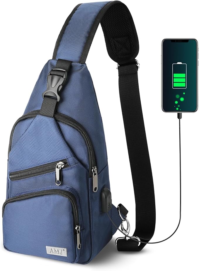 AMJ Crossbody Sling Bag Men Women, Casual Shoulder Backpack, Chest Daypack by AMJ