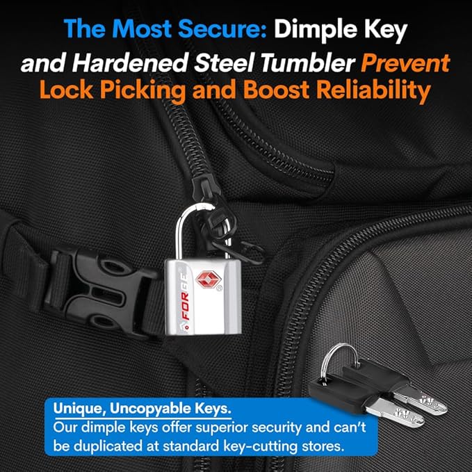 TSA Approved Luggage Locks, Ultra-Secure Dimple Key Travel Locks - Image 6