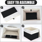 Large 22 Quart Linen Fabric Foldable Storage Bin Cube Organizer Basket - Image 3